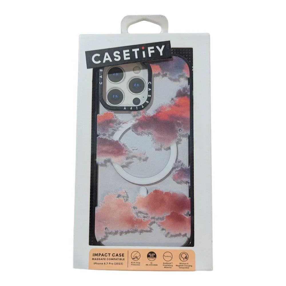 R4-O CASETiFY Impact Case with Magsafe for Apple iPhone 15 Pro‎ - Clouds